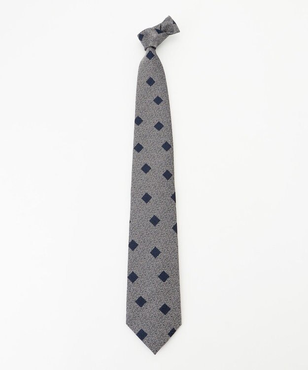 JOSEPH ABBOUD 【日本縫製】シャンブレーヘリンボーンスクエアジャガード ネクタイ グレー系7