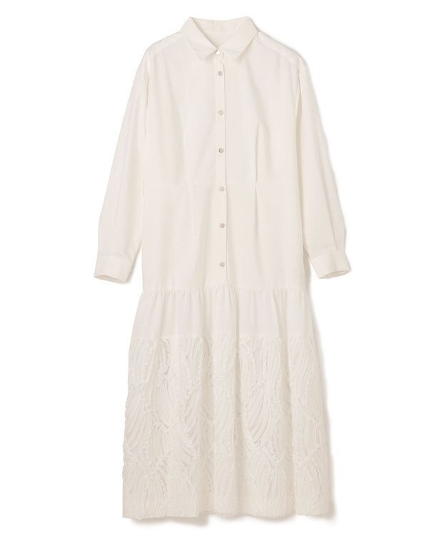 GRACE CONTINENTAL 刺繍ヘムシャツワンピース ホワイト