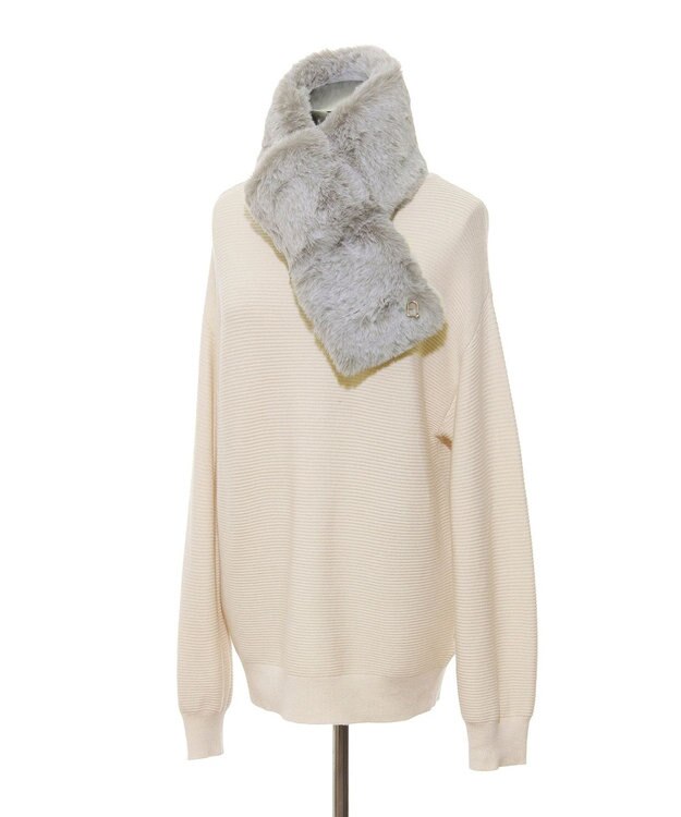 MOONBAT 【WEB限定】FURLA スノートップ チャーム付きフェイクファーマフラー グレー