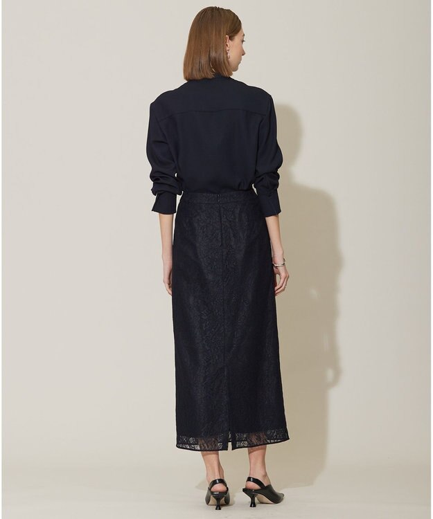 ICB 【接触冷感・UVケア・速乾・洗える】 FluidBackSatin シャツブラウス ネイビー系