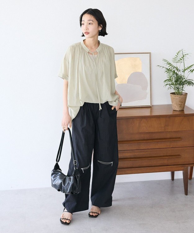 CRAFT STANDARD BOUTIQUE ヴィンテージボイルタイ付ブラウス Khaki
