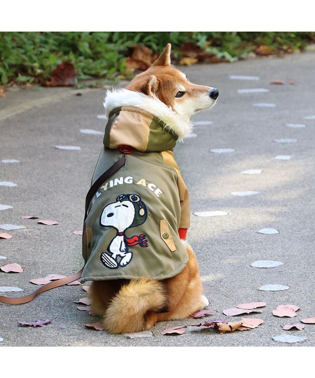 PET PARADISE スヌーピー 遠赤外線 コート 《カーキー》 中型犬 大型犬 カーキ