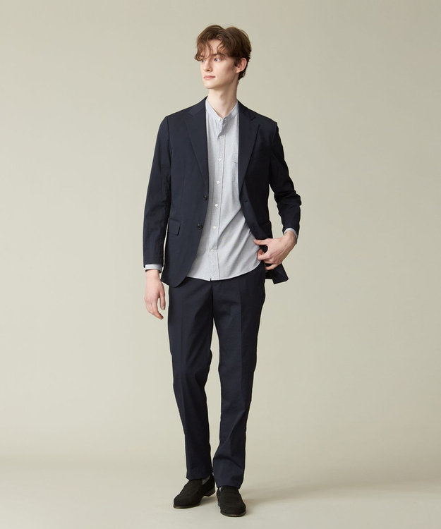 J.PRESS MEN 感動！？上品な見た目に着心地抜群なセットアップ【MECHANICAL】【超軽量 / 清涼感 / 洗える】ハイパワーストレッチ スラックス ネイビー系