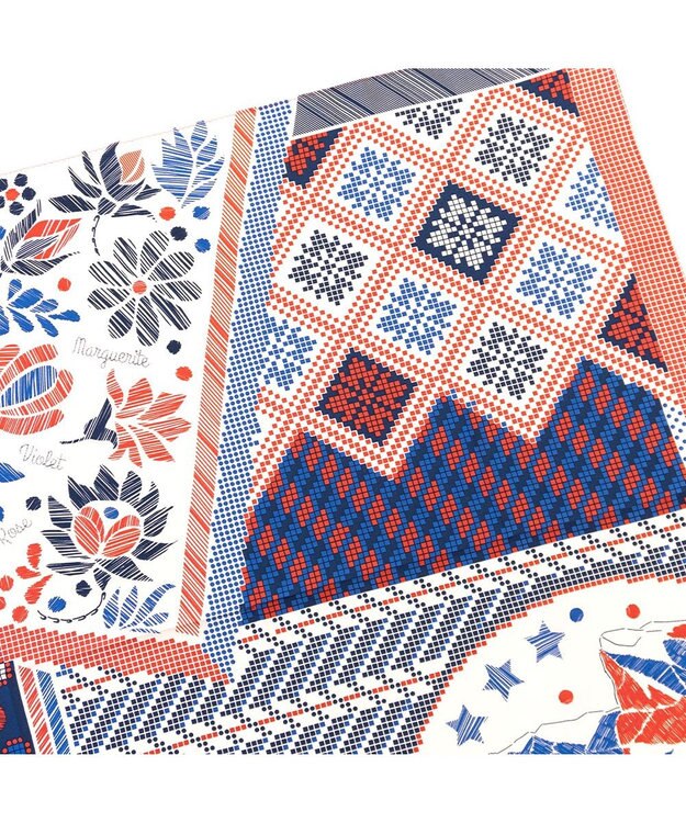 Marca 【the PORT by marca】EMBROIDERY 小判 シルクツイル スカーフ RED