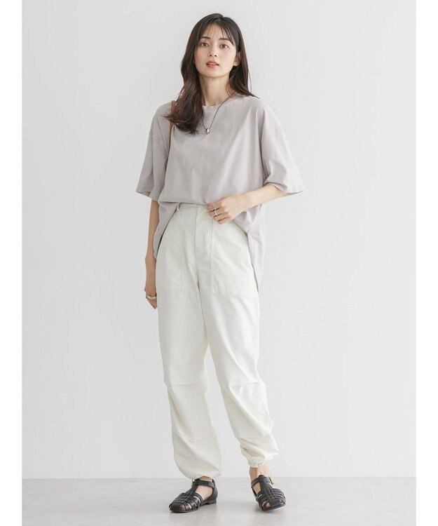 AMERICAN HOLIC 抗菌防臭ラウンドテールカットプルオーバー Gray Beige