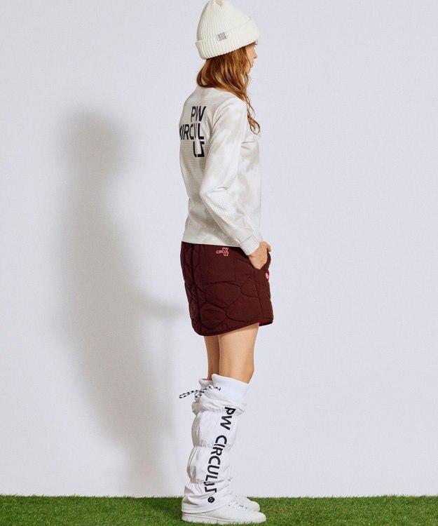 PW CIRCULUS 【裏起毛であたたか】【WOMEN】Dot camouflage ロングスリーブモックネックT  ゴルフウェア レディース ホワイト系5