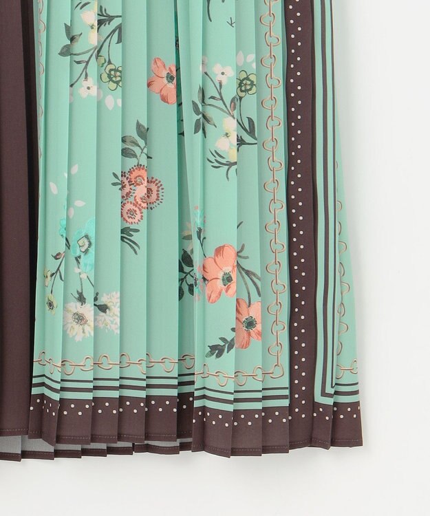 組曲 L スカーフパネルプリント ワンピース グリーン系5