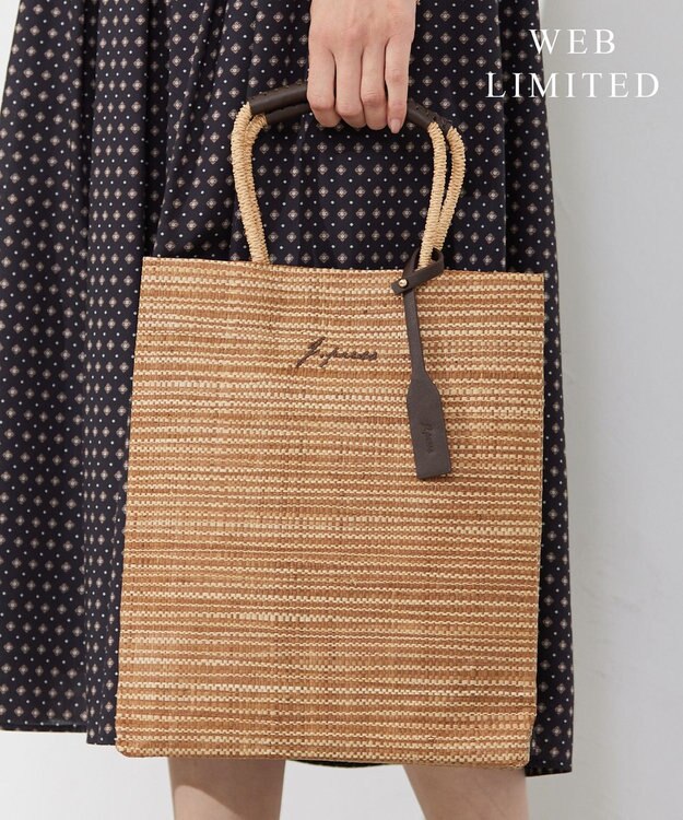 J.PRESS LADIES 【WEB限定・A4サイズ収納可】 マダガスカルラフィア トート バッグ ベージュ系2