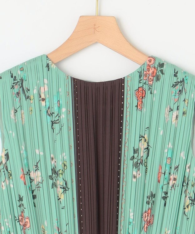 組曲 L スカーフパネルプリント ワンピース グリーン系5