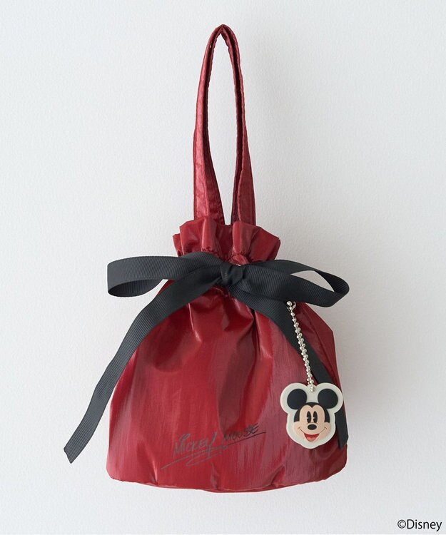 earth music&ecology 【予約】Disney/ミッキーチャーム付きリボン巾着 レッド