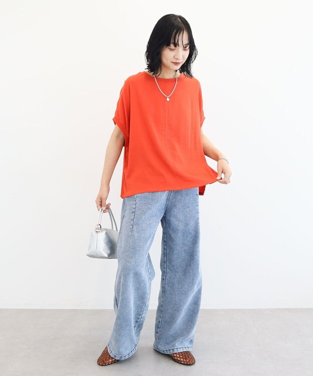 Green Parks リブドッキングブラウス Red