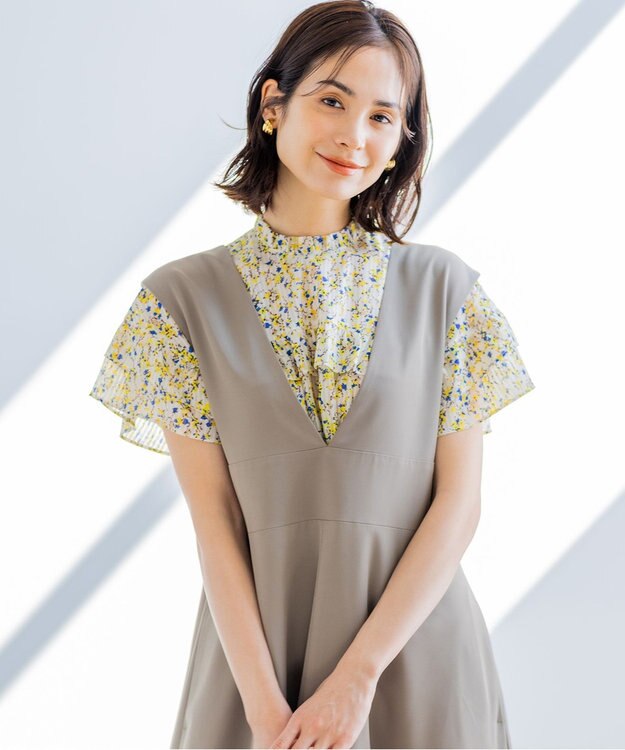 組曲 L 【WEB限定・2SET】フラワープリントアンサンブルニット アイボリー系