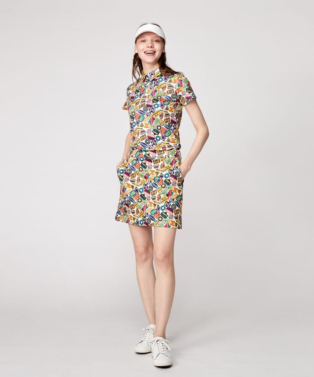 23区GOLF 【WOMEN】【吸水速乾】ステッカープリント スカート イエロー系5