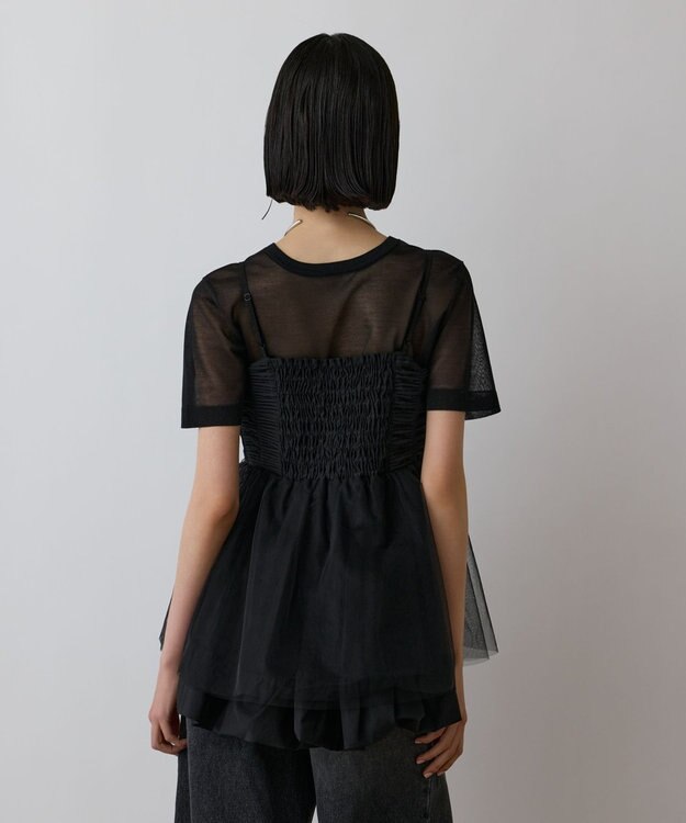 GRACE CONTINENTAL タフタチュールキャミ ブラック