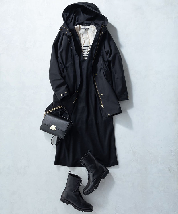 23区 【WEB限定カラーあり】ウール圧縮スムース Vネック ワンピース [WEB限定]ブラック