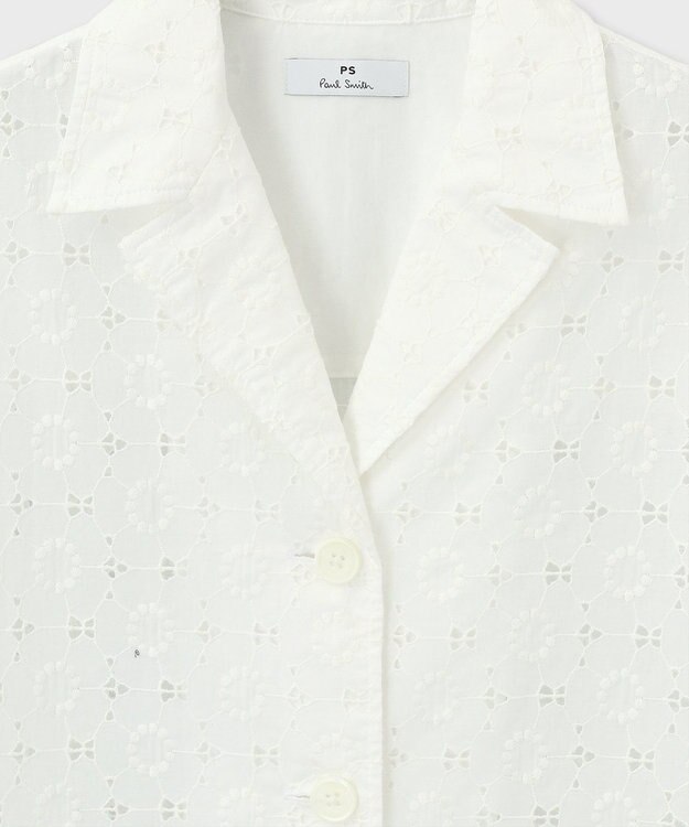 Paul Smith アイレットレース 半袖 シャツ ホワイト