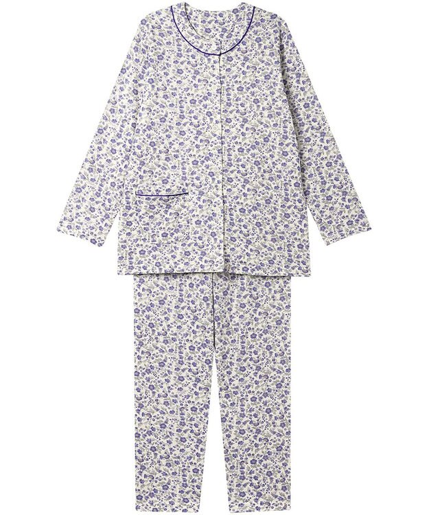 Wing パジャマ 綿100%(本体肌側) あったか 冬 長袖 長ズボン レディース EP6022 ウイング／ワコール ブルー