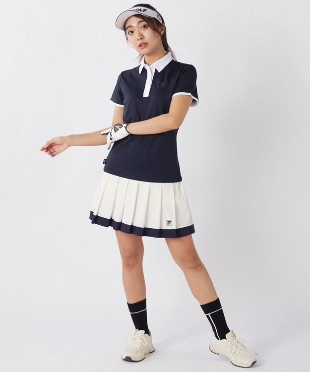 FILA GOLF／marie claire 【FILA GOLF】アクセントカラー半袖ポロシャツ ネイビー