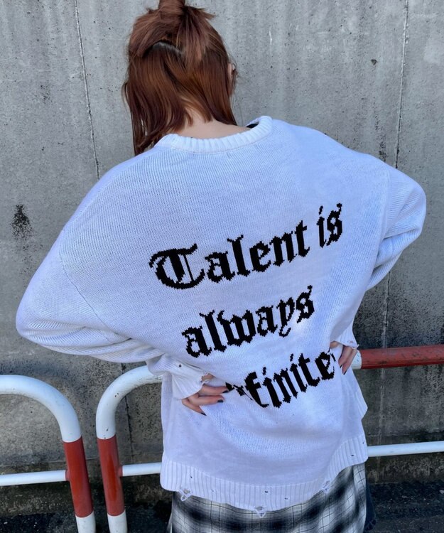 WEGO ウイングハートダメージニット ホワイト