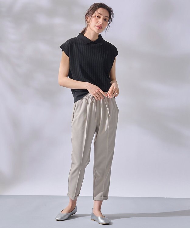 ANY アイレットパターン ニットプルオーバー ブラック