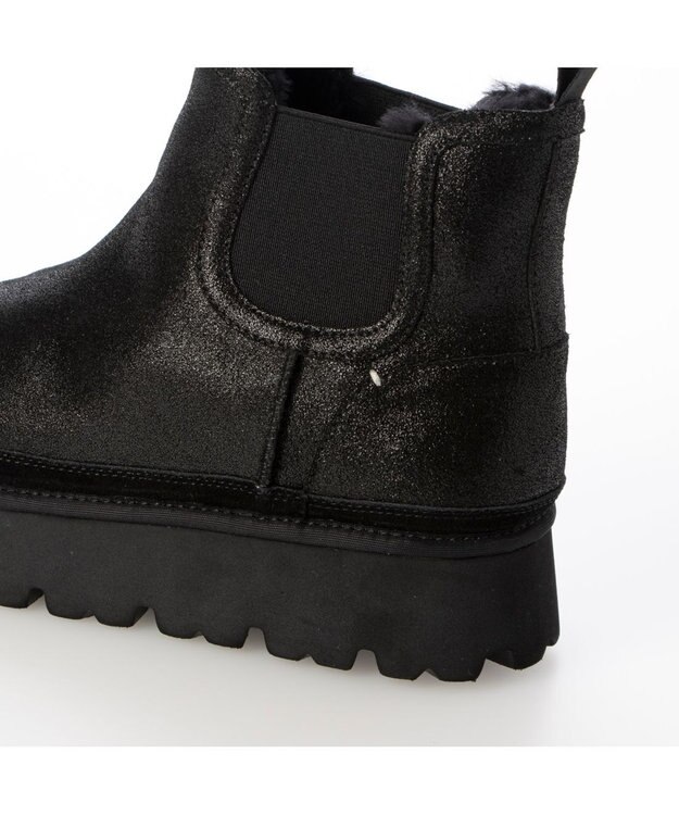 MODE ET JACOMO <carino>本革ムートン　サイドゴアショートブーツ ブラックメタリック