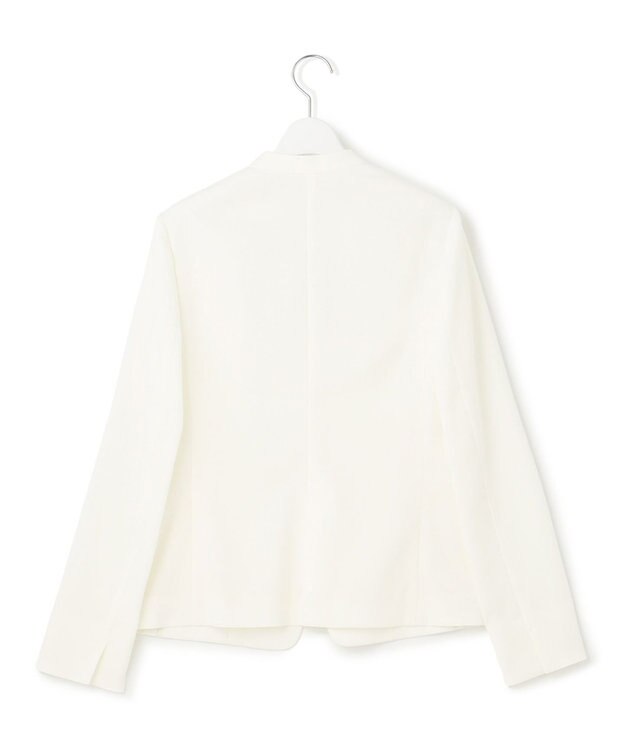 23区 L 【セットアップ対応/防シワ性/洗える】アイアスマットストレッチ ノーカラー ジャケット ホワイト系