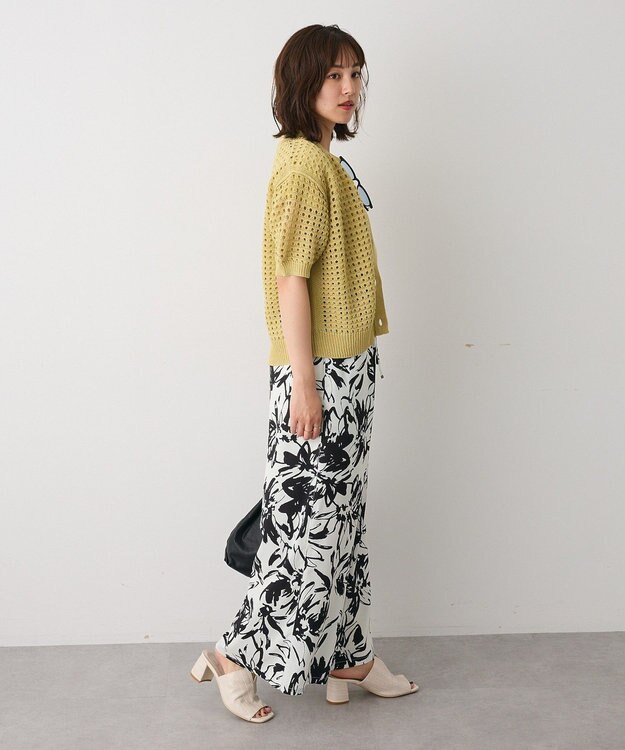 CRAFT STANDARD BOUTIQUE ハーフスリーブメッシュニットカーディガン Light Green