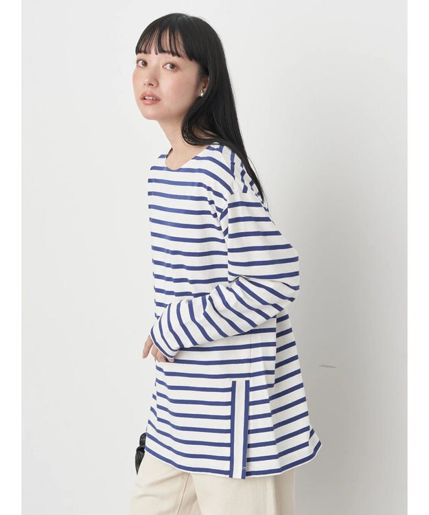 earth music&ecology ボーダーカットソーチュニック Blue