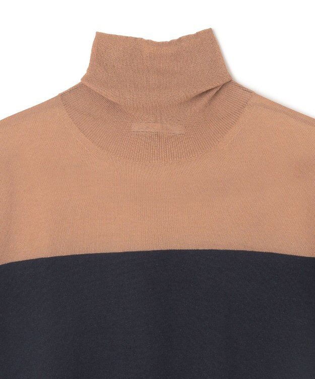 BEIGE， 【洗える】CARNOT / バイカラーニット Navy×Camel