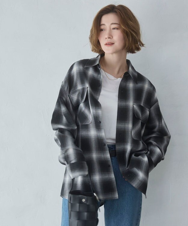 WEGO 【ユニセックス着用ITEM/SMLサイズ展開】オンブレチェックシャツ（LS） 柄1