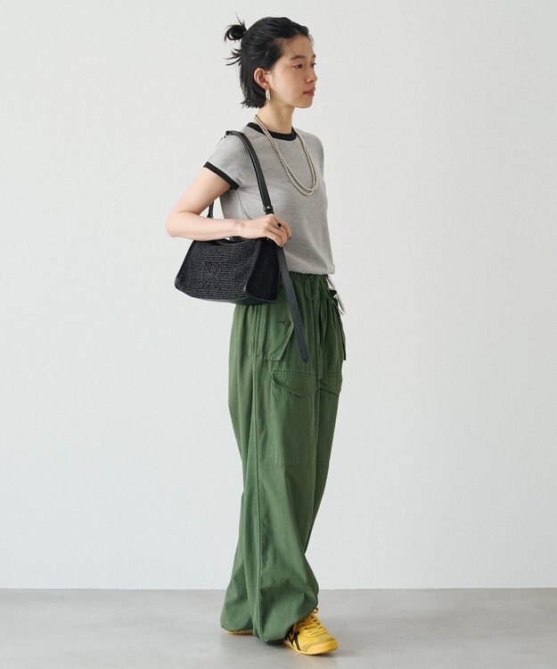 russet ナイロンラフィアショルダーバッグ 《かごバッグ》(CE-1713) Black