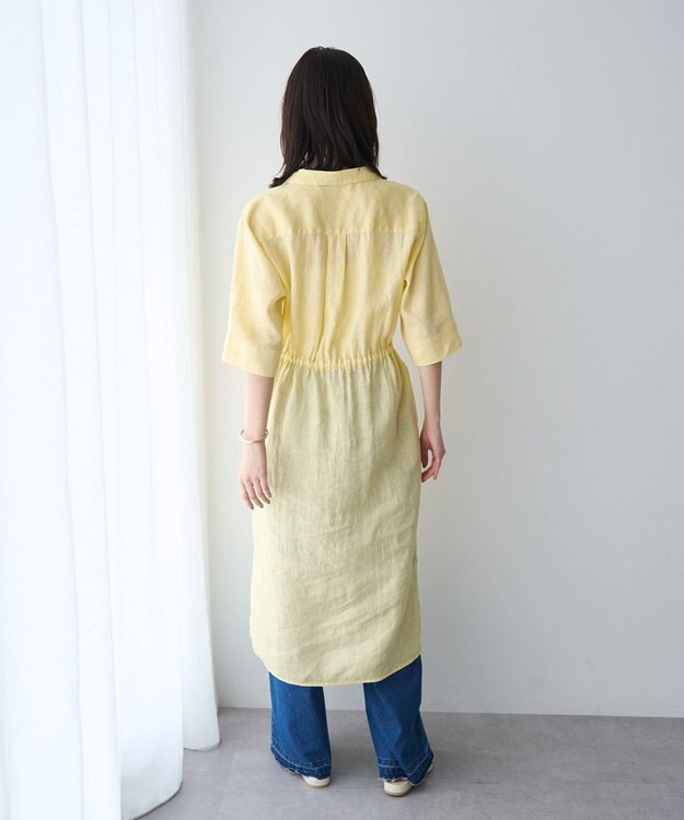 YECCA VECCA フレンチリネンドロストワンピース Yellow