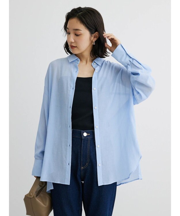 Green Parks ワッシャービッグシャツ Sax