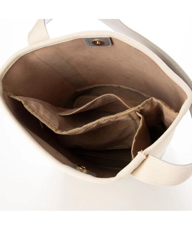 UNBILLION cachecache スマホショルダー付きワンハンドルパーテーショントートバッグ シルバー