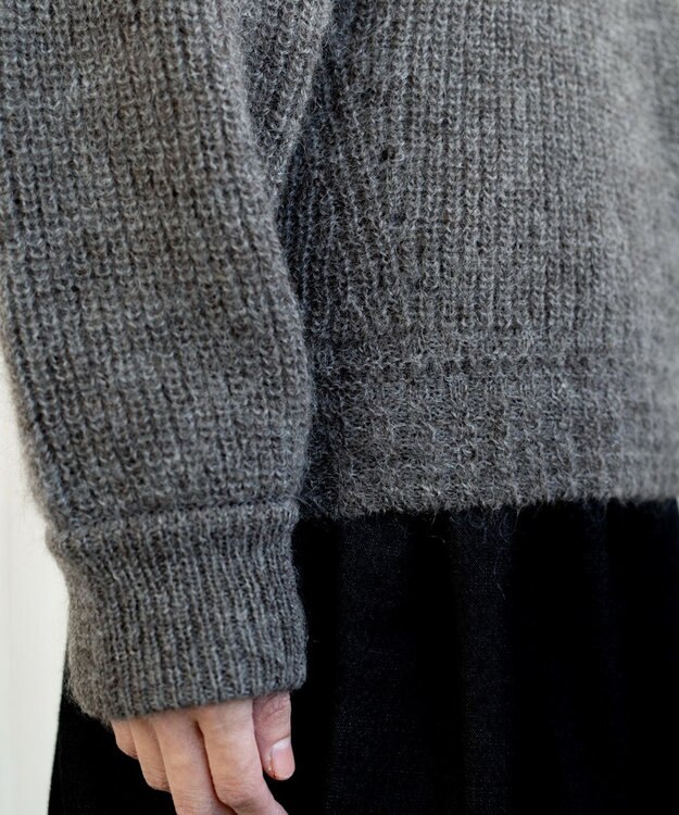 muuc 〈天然素材の上質なモヘヤ〉アルパカモヘヤ畦編みプルオーバー〈日本製〉 グレーブラウン