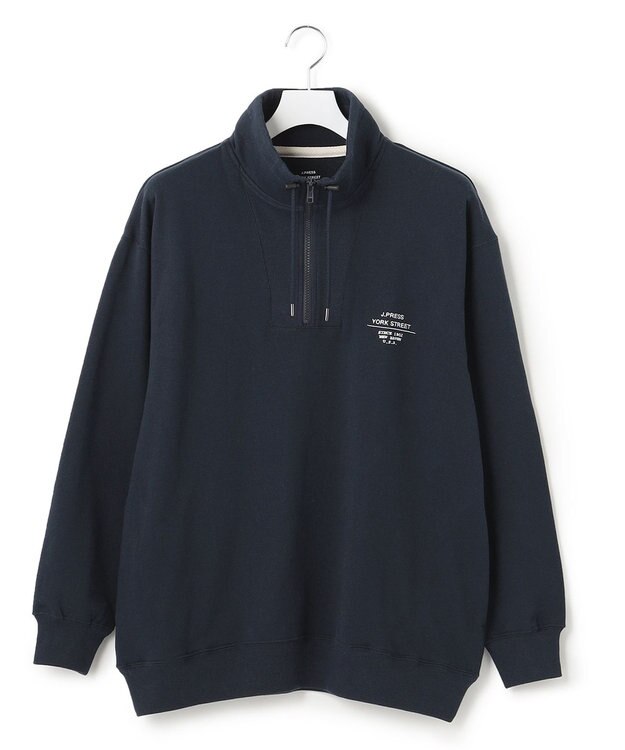 J.PRESS YORK STREET 【UNISEX】ロゴ刺繍ハーフジップ プルオーバー ネイビー系