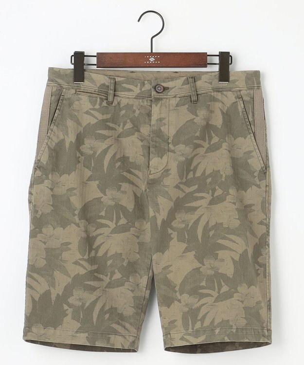 JOSEPH ABBOUD 【イタリア素材/製品染め】ボタニカルヘリンボンプリント ショーツ カーキ系6
