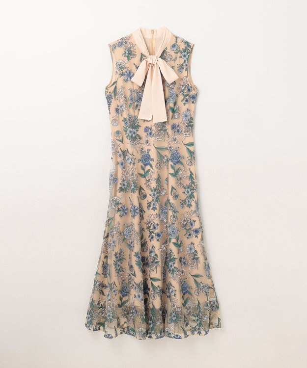 GRACE CONTINENTAL フラワーマーメイドドレス ベージュ