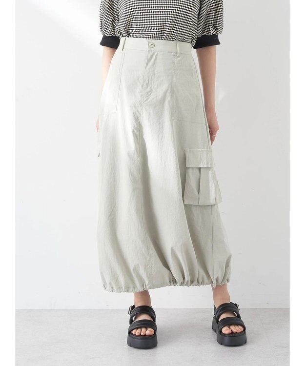 earth music&ecology バルーンカーゴスカート Light Green