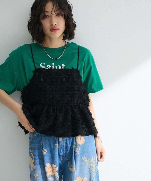 Green Parks シャギーキャミビスチェ Black