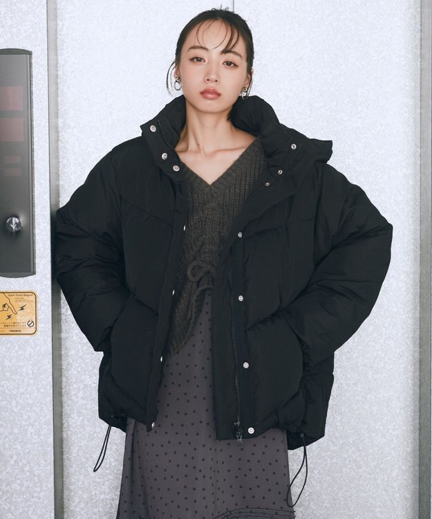 earth music&ecology 2WAYパファーブルゾン Black