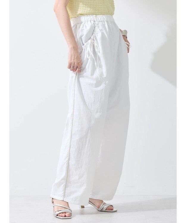 earth music&ecology サイドリボンラインパンツ（Ｏｆｆ　Ｗｈｉｔｅ） Off White
