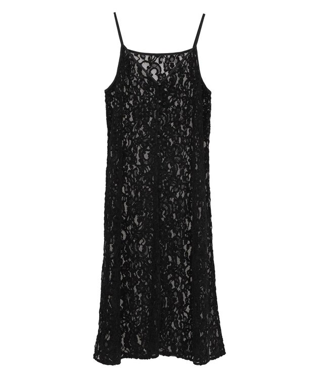 earth music&ecology 起毛レースレイヤードキャミワンピース Black