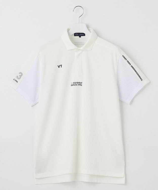 23区GOLF 【MEN】【キングサイズ/吸水速乾/UVカット】ポンチコンビポロシャツ ホワイト系