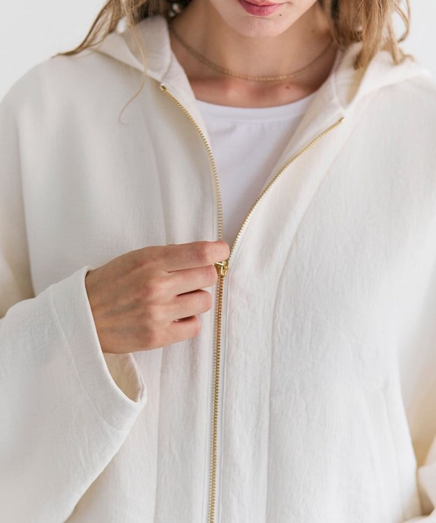 BEIGE， BROOM / スウェット風コンパクトライトパーカー Ecru