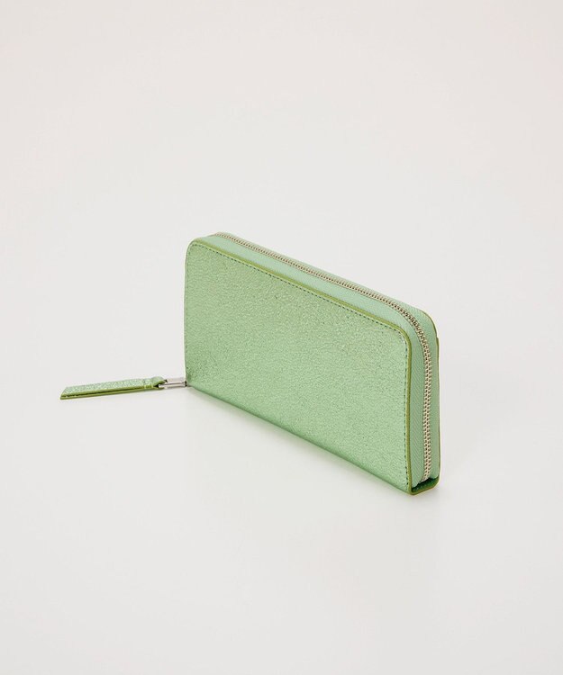 TOPKAPI 【TREASURE TOPKAPI】ウォッシュド レザー メタリック ラウンドファスナー 長財布 グリーン