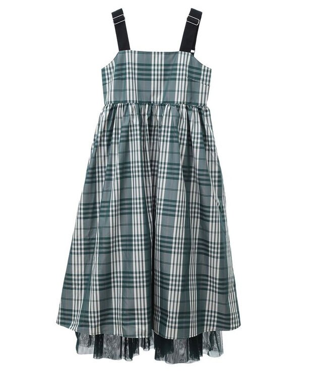 Green Parks ・ＳＵＧＡＲ　ＳＰＯＯＮ　チェックギャザーワンピース Green