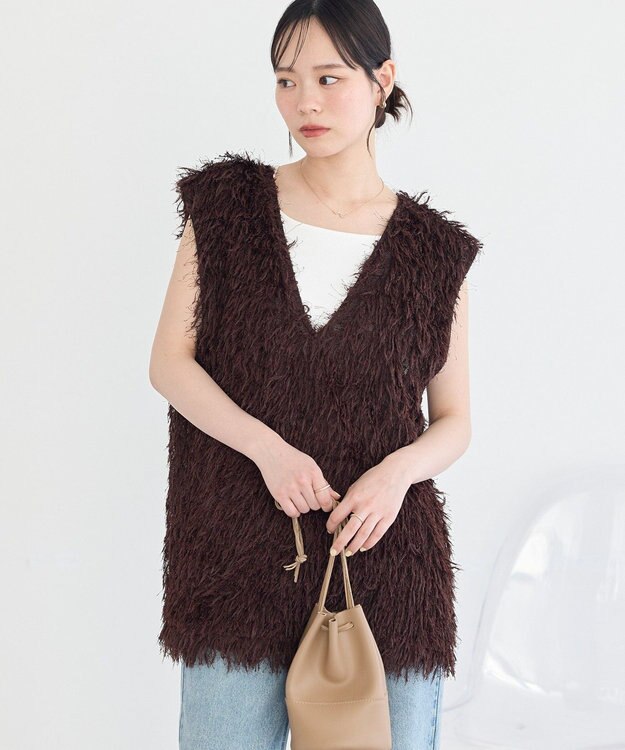 earth music&ecology フェザージャガードベスト Brown