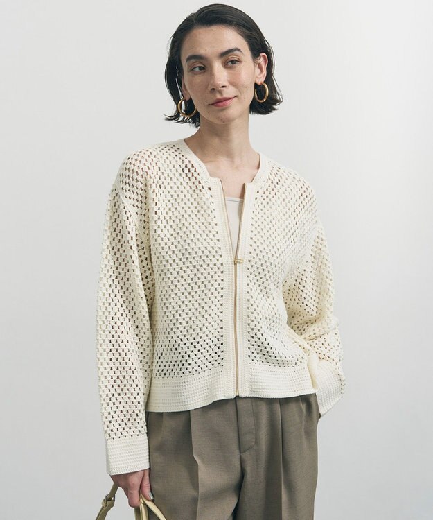 UNFILO クロシェレースニット ZIPカーディガン エクリュ