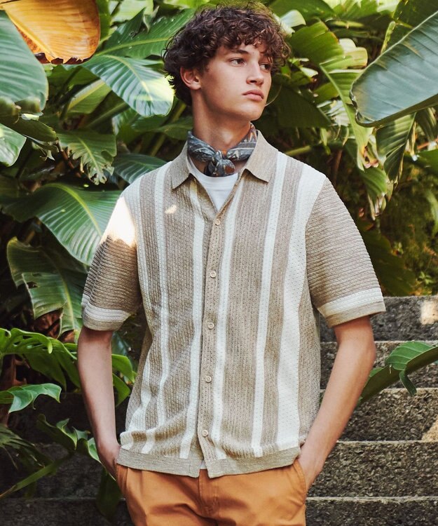 JOSEPH ABBOUD 【日本製】RCF綿ローン タイルプリント スカーフ ダルブルー系7